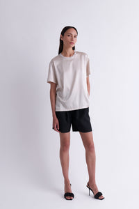 Au Oversized Silk T-Shirt in Champagne