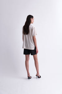 Au Oversized Silk T-Shirt in Champagne